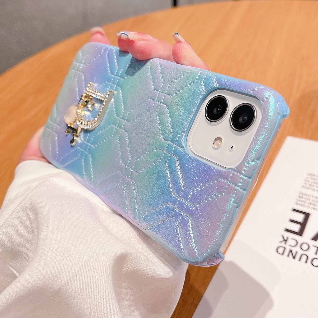 Ốp Điện Thoại Da Cứng Đính Pha Lê Sang Trọng Cho iPhone14Max 13promax 12 11 xsmax xr xs 7P