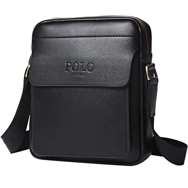 Túi đeo chéo nam da bò POLO 28x24x10cm (Đen - Nâu) | BigBuy360 - bigbuy360.vn