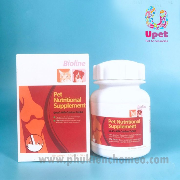 Bioline - Viên uống bổ sung Canxi dành cho chó mèo bổ sung dinh dưỡng giúp xương chắc khỏe (hộp 160 viên)