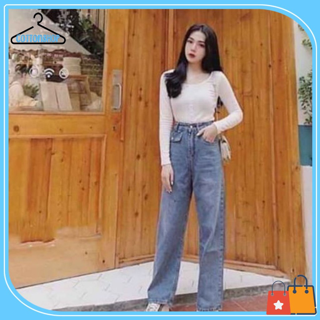 [Giá siêu rẻ] Quần jeans ống rộng, túi nắp mã 434, có kèm ảnh thật