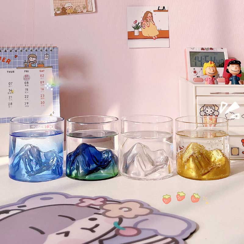 Ly Thủy Tinh Uống Trà/Cà Phê In Họa Tiết Phong Cách Retro Màu Sắc Cổ Điển