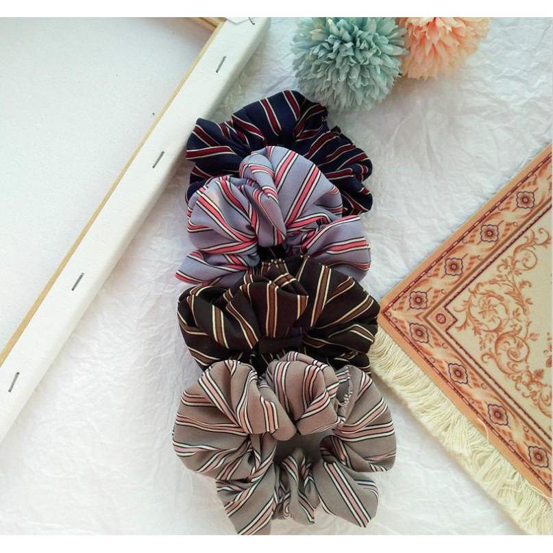 Cột tóc scrunchies satin hoạ tiết kiểu mới TIMSTORE phụ kiện buộc tóc phong cách hàn