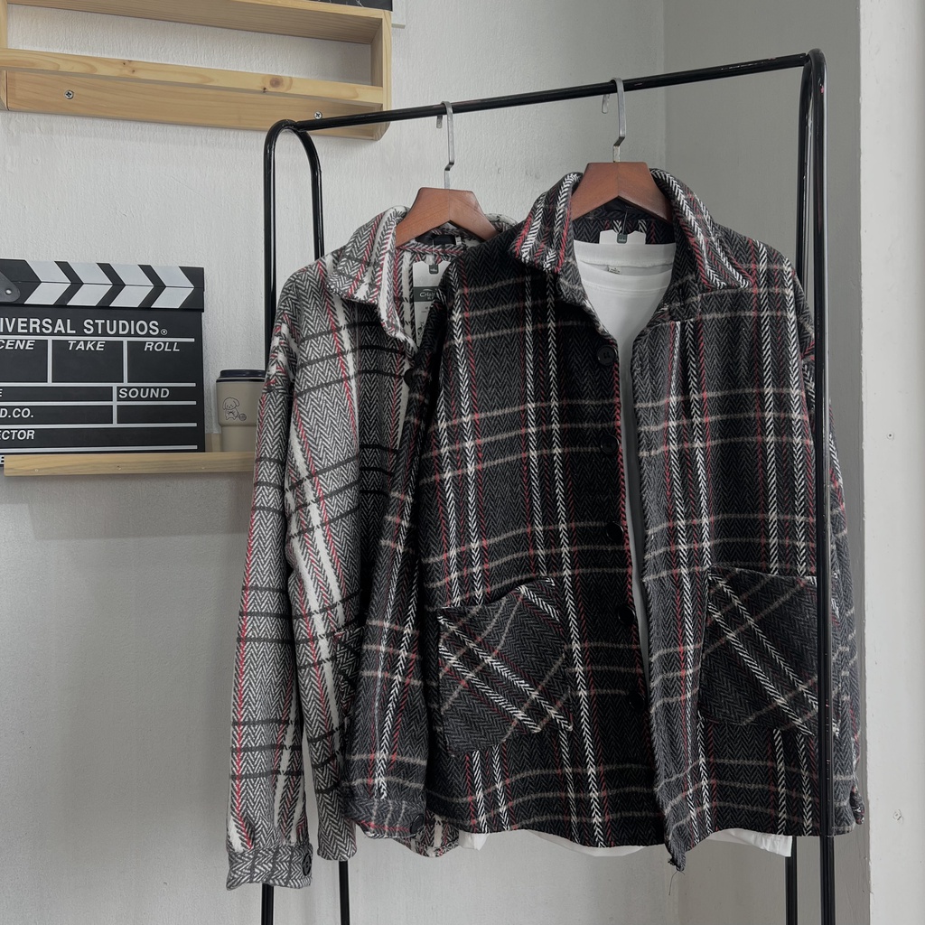 Áo Sơ Mi Fannel Nam Nữ Vải Chất Dạ Hàn Phong Cách Unisex