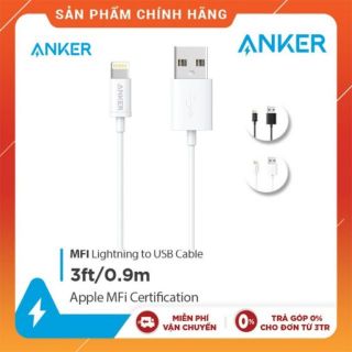 Dây cáp sạc anker a7101 lightning 0.9m - trắng