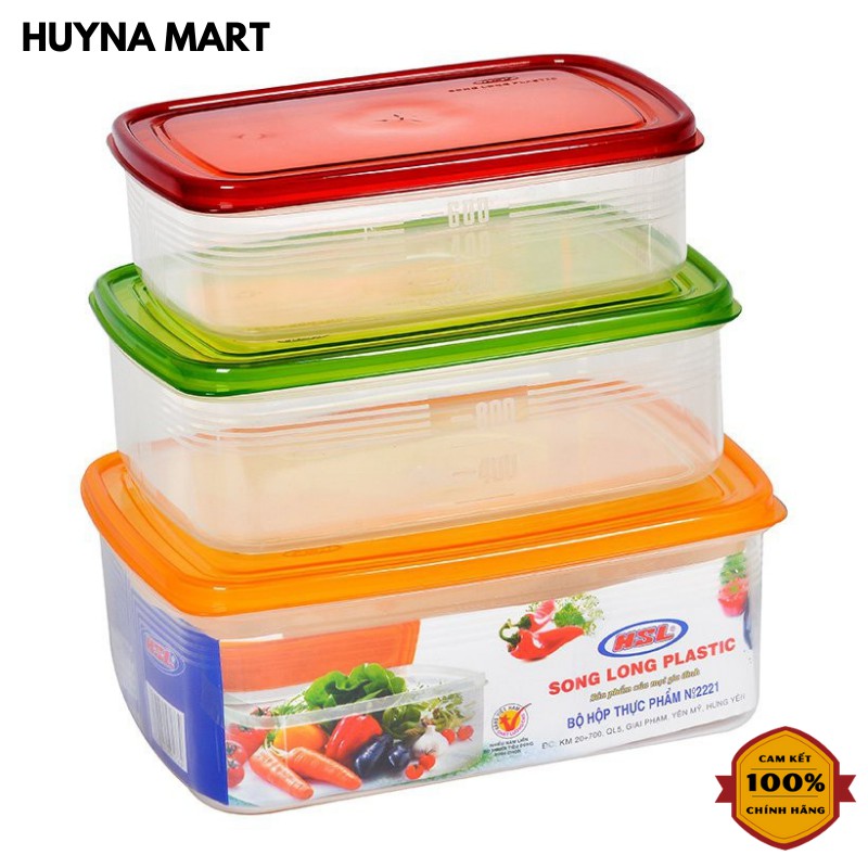 Bộ 3 Hộp Đựng Thực Phẩm Song Long Huyna Mart 2221