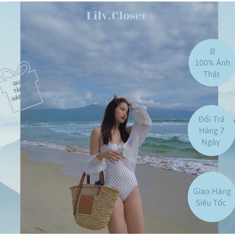 (M4)bikini uzzlang hàn quốc chấm bi kết nơ ngực