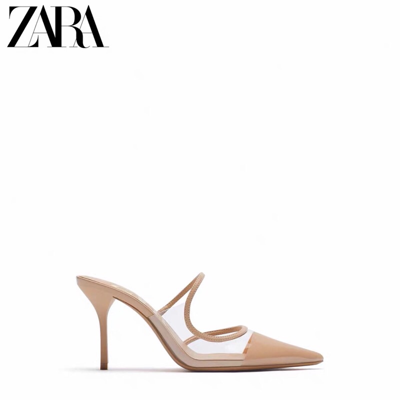 GIÀY CAO GÓT ZARA VINYL MÀU NUDE HÀNG TUỒN