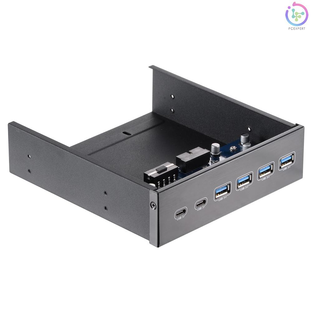 PCER♥5.25" Front Bay USB HUB 2-Port USB 3.1 & 4-Port USB 3.0 High Speed 5Gbps USB Hub Front Panel Co