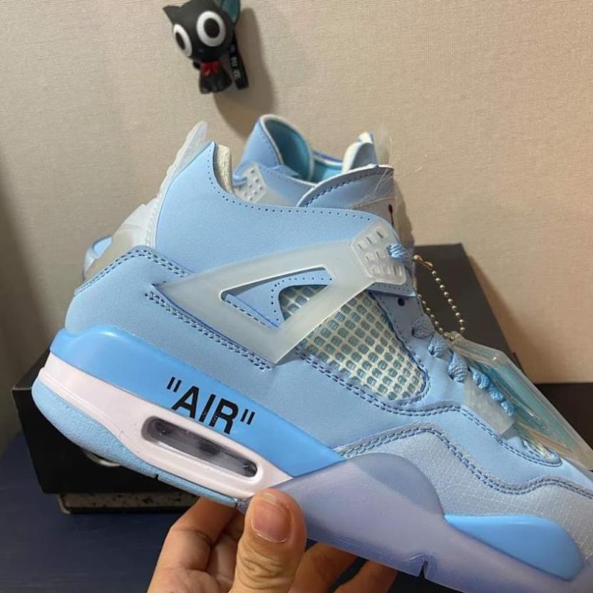 Giày thể thao giày air Jordan 4 off white, Giày Jordan 4 xanh ngọc cực hot 2021 nam nữ Full Box Bill