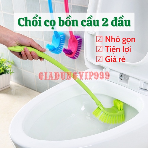 Chổi cọ bồn cầu  Bàn chài cọ nhà tắm toillet 2 đầu cán dán nhựa cao cấp đa năng vệ sinh dễ dàng siêu bền giá rẻ