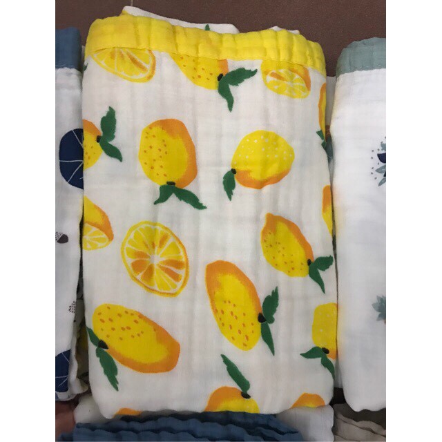 -Chăn Aden 4 Lớp Viền Màu 120x120cm , Khăn cuốn , khăn aden sợi tre