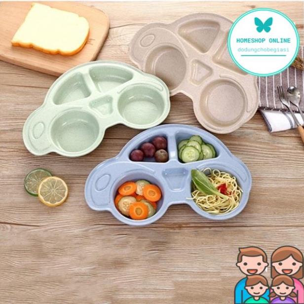 Khay ăn dặm lúa mạch hình Ô TÔ không chứa BPA an toàn cho bé sơ sinh