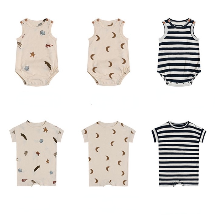 Bộ Áo Liền Quần Vải Cotton Dễ Thương Cho Bé 0-2 Tuổi