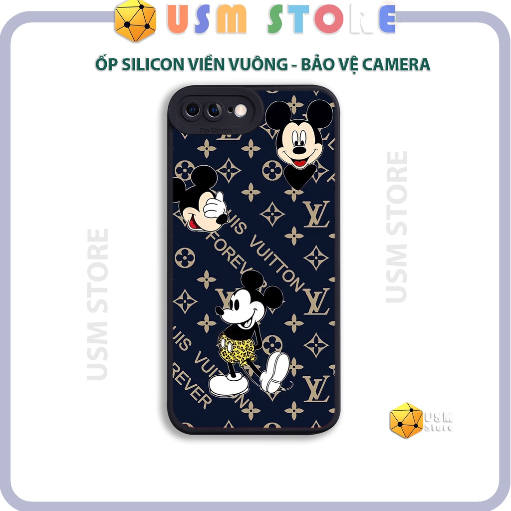 Ốp lưng in họa tiết chuột M.I.C.K.E.Y LV cho  iphone 7 / 7 Plus / 8 / 8 Plus, chất TPU, mắt thiên thần bảo vệ camera