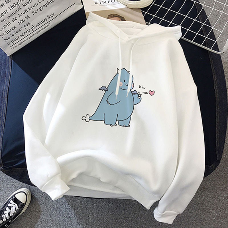 Áo hoodie tay dài họa tiết hoạt hình trẻ trung cho nữ