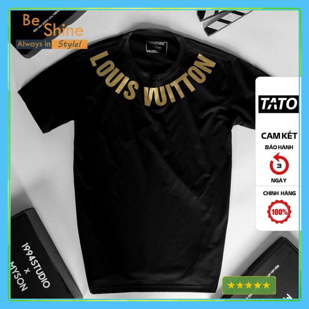 Áo Thun Unisex Form Rộng LV T Luis .Vuitton DCV In Nhũ Vàng Độc Đáo - Áo Phông Tay Lỡ Cotton Cổ Tròn - Beshine Clothing