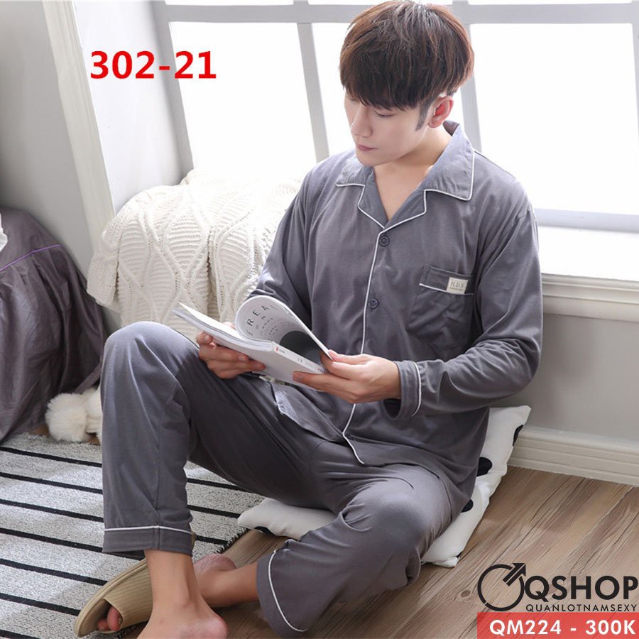 BỘ PIJAMA NAM THUN COTTON BỘ MẶC NHÀ MẶC NGỦ NAM QSHOP QM224