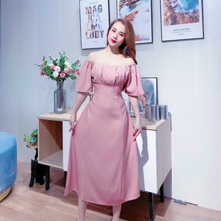 Đầm xếp li ngực form dài 4 màu (kèm hình thật)