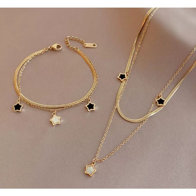 SET LẮC TAY - VÒNG CỔ TITAN NGÔI SAO- TITAN CHUẨN LOẠI 1 SIÊU BỀN MÀU