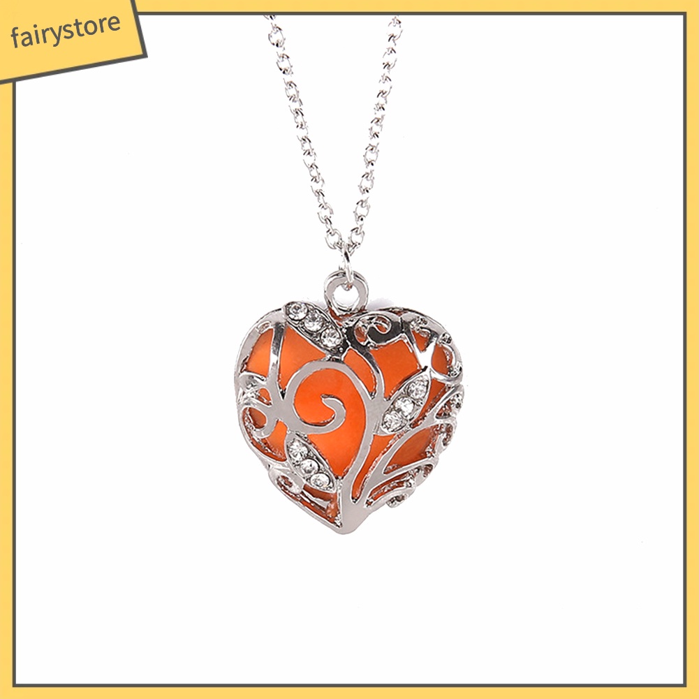 Dây Chuyền Mặt Hình Trái Tim Đính Đá Phát Sáng Thời Trang Cho Nữ