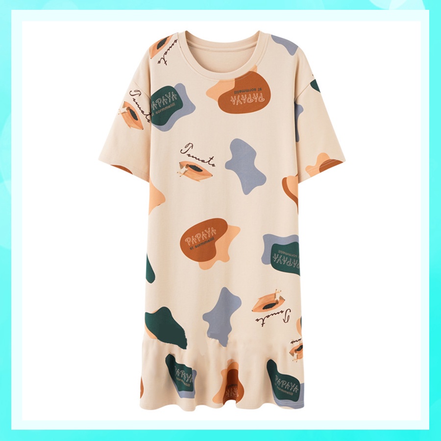 Váy ngủ nữ dễ thương cộc tay cao cấp big size chất cotton mềm mịn họa tiết cute VNN01