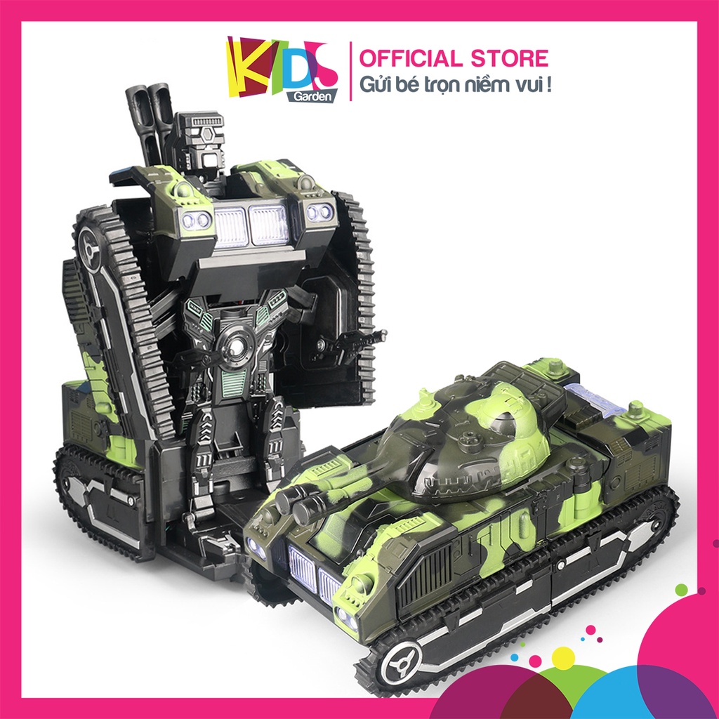 Xe đồ chơi cho bé Xe tăng biến hình robot có nhạc đèn và cảm biến tránh vật cản XDC22 KIDS GARDEN
