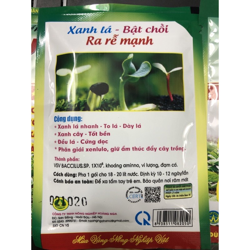 Chế phẩm vi sinh dưỡng rau - Xanh lá/ bật chồi/ ra rễ mạnh (25 gr/ gói)