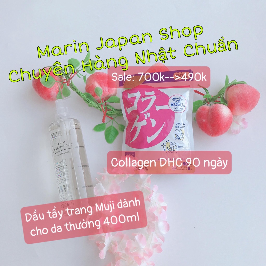 (Chuẩn Nhật) Dầu tẩy trang Muji cho da thường 400ml và Collagen 90 ngày