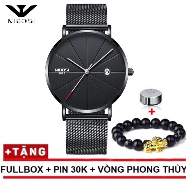[CHÍNH HÃNG] Đồng hồ nam NIBOSI 1985 V2 dây thép lưới cao cấp, sang trọng | BigBuy360 - bigbuy360.vn