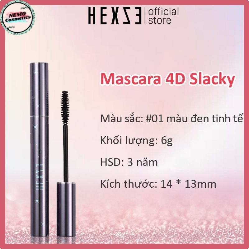 Mascara 4D HEXZE chuốt mi sợi mảnh chống thấm nước lâu trôi dễ sử dụng 6g