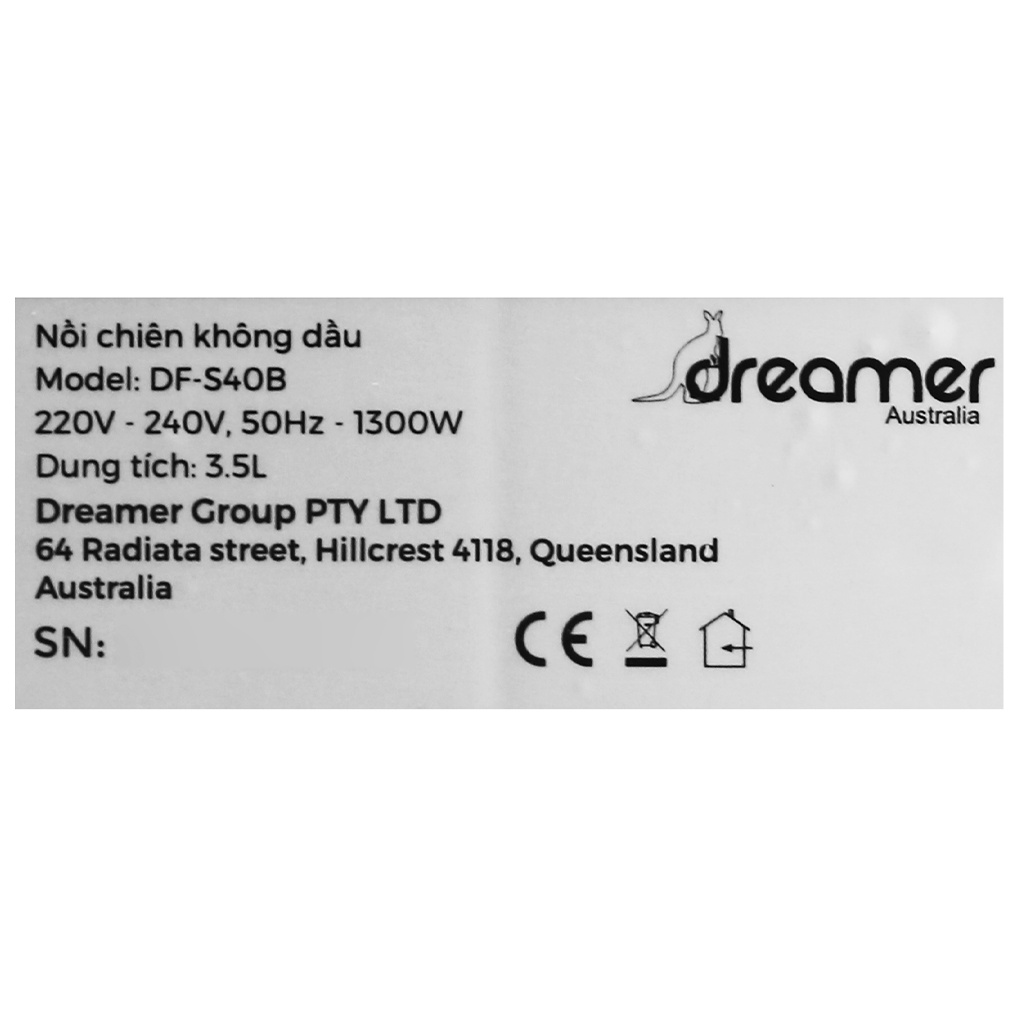 [Mã ELHADEV giảm 4% đơn 300K] Nồi chiên không dầu Dreamer DFS40B 3.5 lít Công suất 1300W BH 12 tháng, Chính hãng