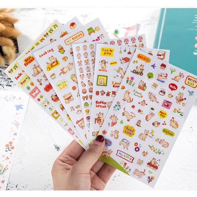 Bộ 6 sticker mèo hoạt hình