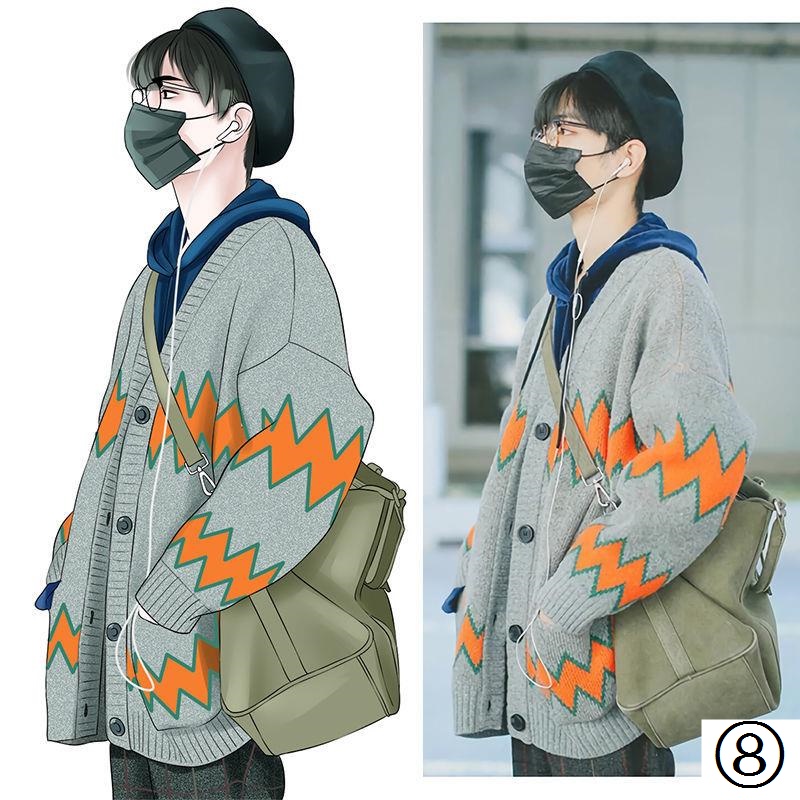 Áo Khoác Cardigan Dệt Kim Dáng Rộng Phong Cách Xiao Zhan Độc Đáo Dễ Phối Đồ Cho Cặp Đôi