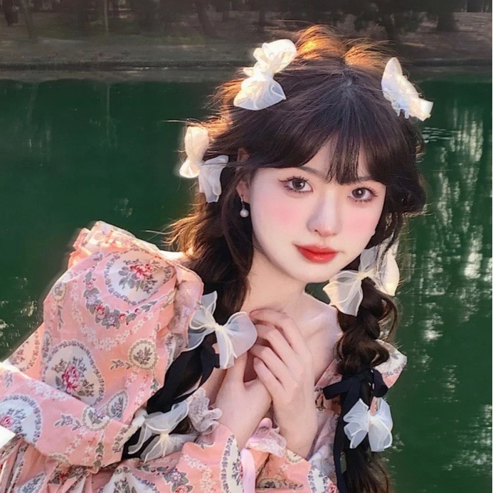 Set 4 kẹp tóc nơ Lolita dây voan hot trend