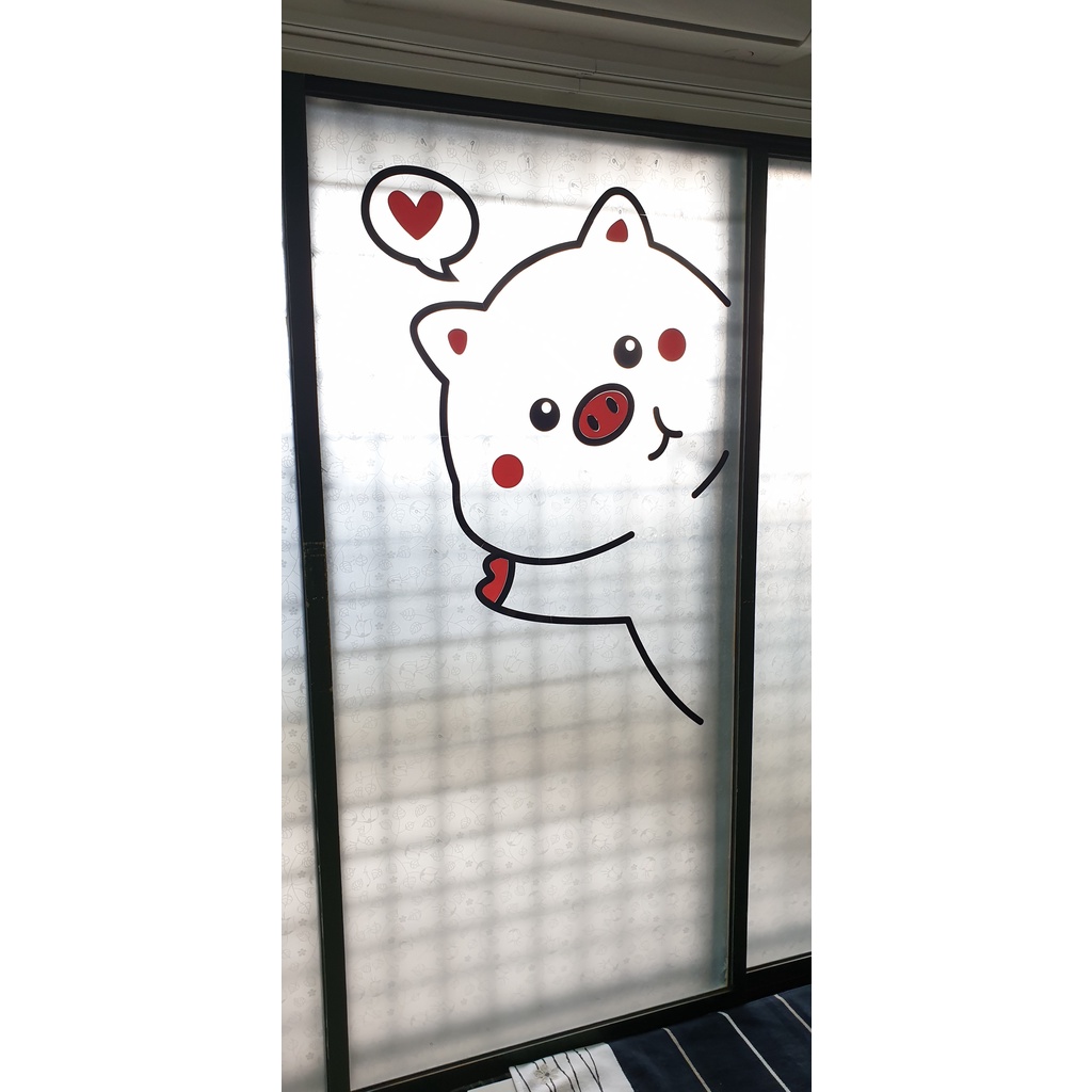 Tranh mica dán tường - Bé Heo Welcome trang trí cửa ra vào, cửa hàng, quán ăn, địa điểm kinh doanh - Nhiều Size - EPeBen