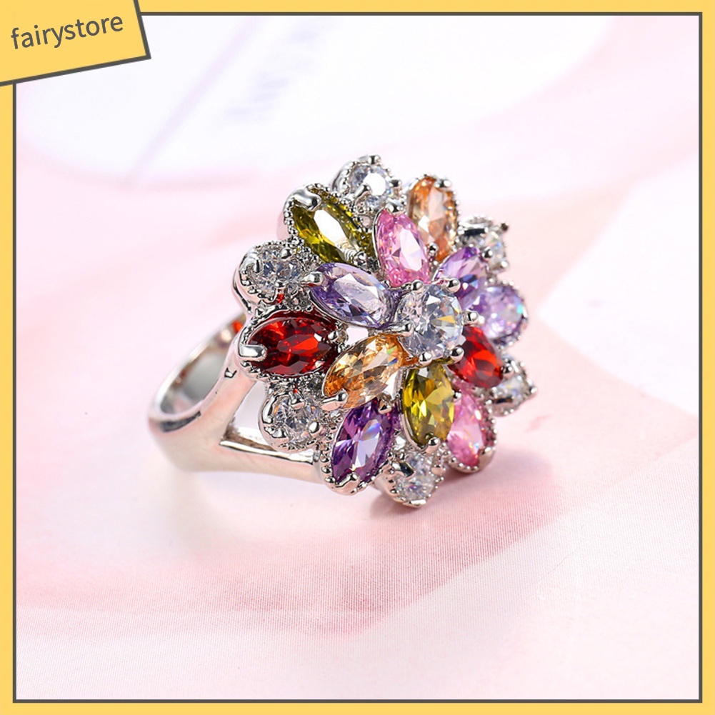 Nhẫn Đính Hôn Đính Đá Nhân Tạo Nhiều Màu Dành Cho Nữ