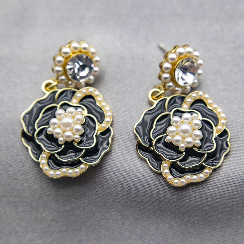 Bông Tai Bạc 925 Hình Hoa Trà Đính Ngọc Trai Phong Cách Retro Thời Trang Cho Nữ