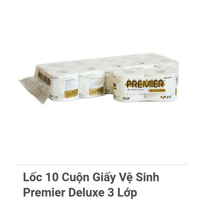 Lốc 10 cuộn giấy vệ sinh Premier Deluxe 3 lớp