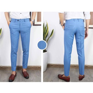 Quần âu nam ống côn, mầu xanh dương, đàn hồi 4 chiều, form ôm dáng trẻ trung