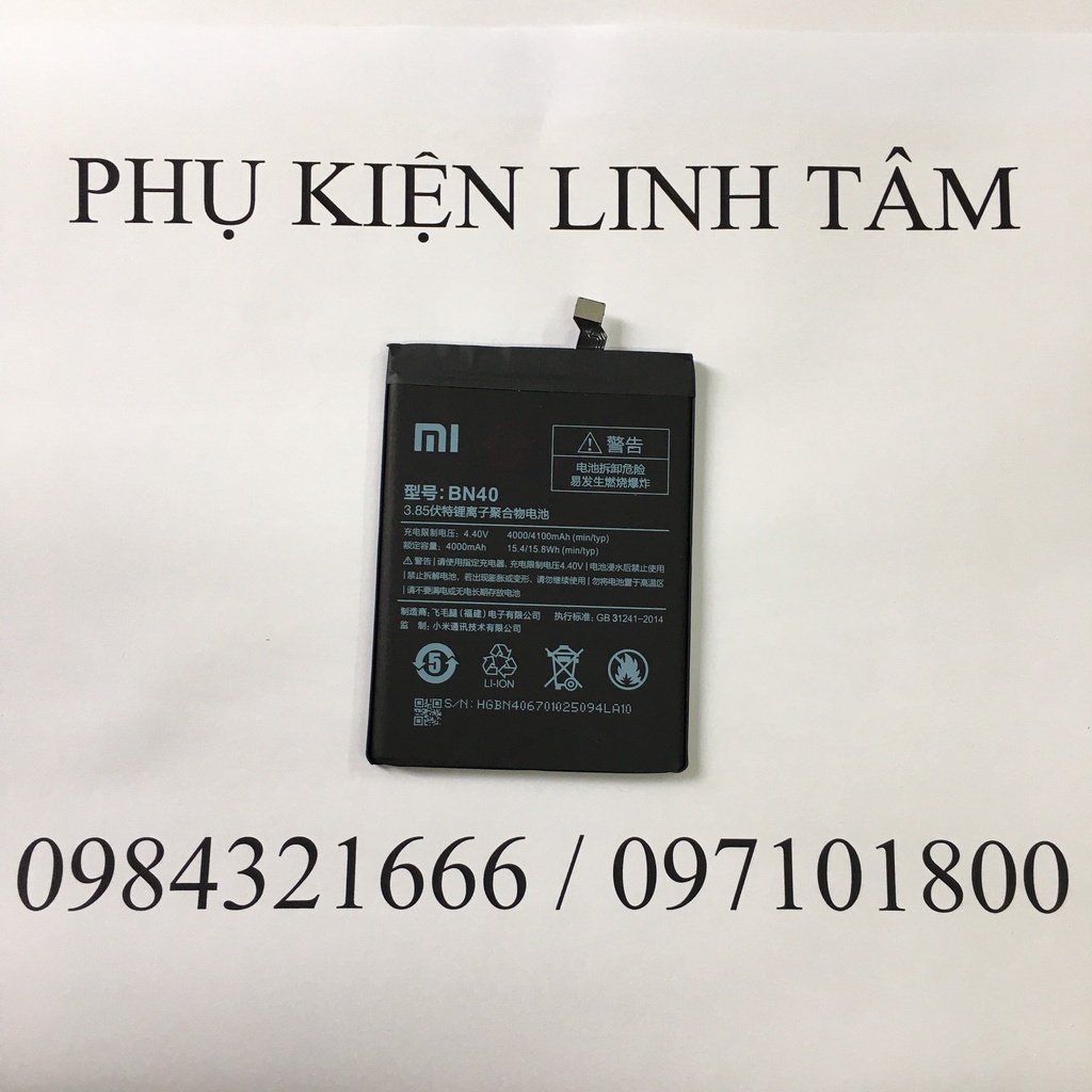 Pin Zin xiaomi Redmi 4 / Redmi 4 prime BN40