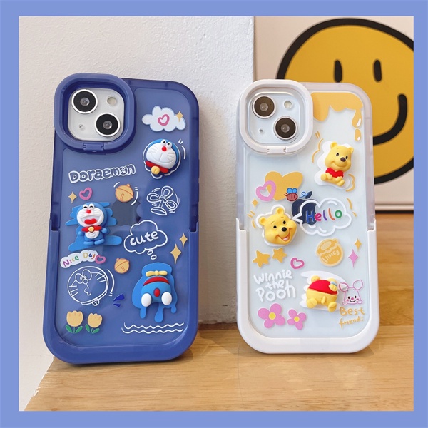 Ốp Điện Thoại Silicon Mềm Hình Doraemon 3D Có Giá Đỡ Cho iPhone13 13Promax 12 12Pro 12ProMax 1111Pro11ProMax X