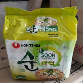 5 gói Mì Nongshim Soon Veggie Ramyun chay gói 112g