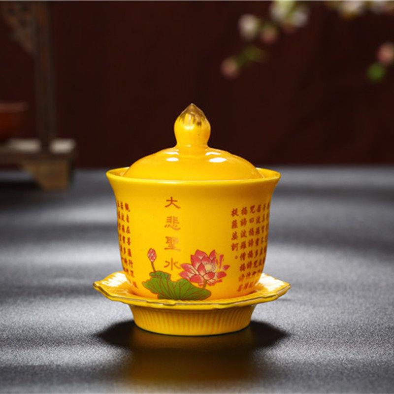 Cốc Uống Rượu Bằng Thủy Tinh In Hình Phật Giáo Cầu Tài Lộc