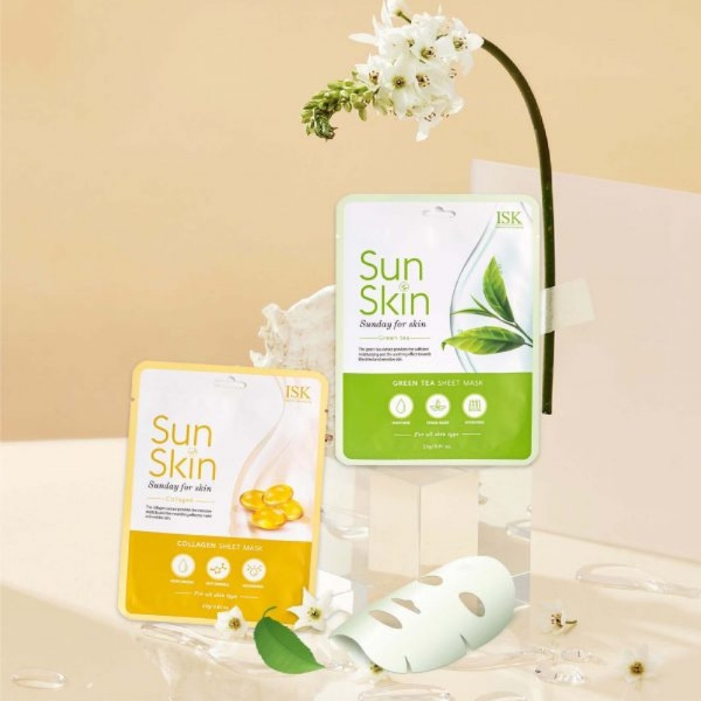 Mặt nạ giảm mụn, sáng da hương trà xanh ISK Sunskin Green Tea Sheet Mask | BigBuy360 - bigbuy360.vn