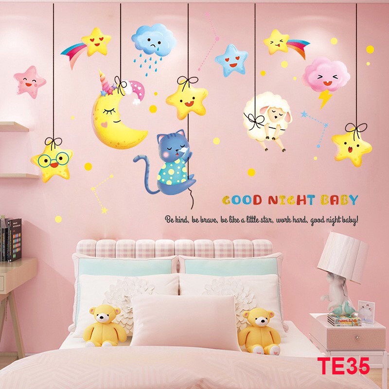 Tranh Dán Tường Cho Bé  - Decal Dán Tường Cho Bé Hình Ngôi Sao
