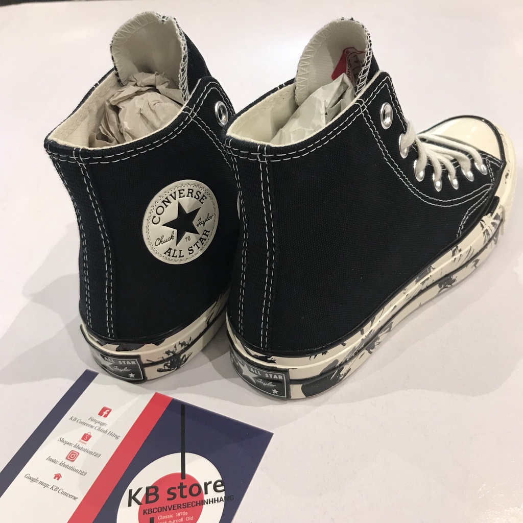 Giày Converse 1970s đen cổ cao hoạ tiết chính hãng