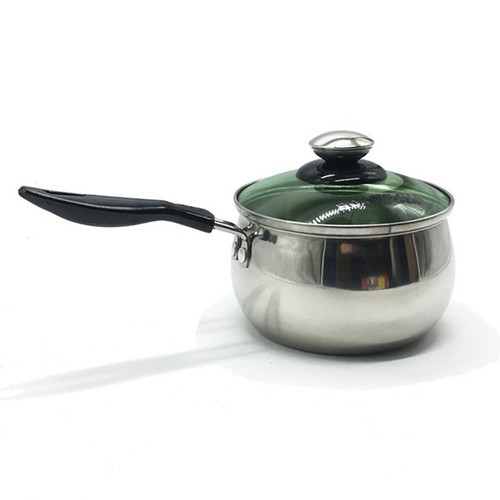 Nồi nấu bột inox Hoàng Gia 14cm nắp kính chịu lực