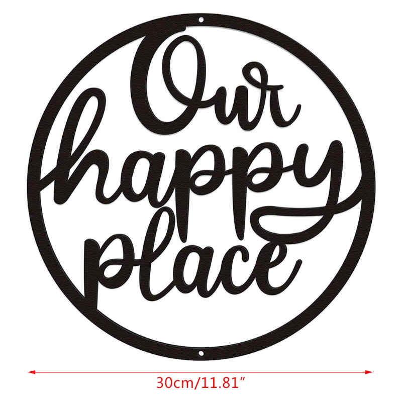 Bảng Hiệu Treo Tường Trang Trí Nghệ Thuật In Chữ AOTO Our Happy Place