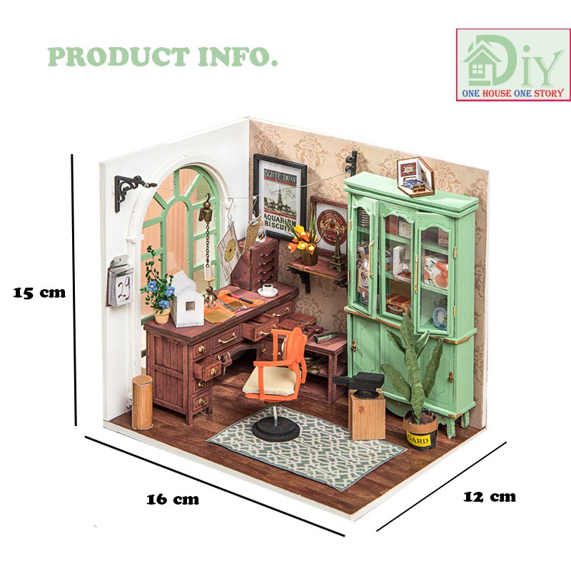 Mô hình nhà búp bê lắp ráp bằng gỗ DIY JIMMY'S STUDIO mã DGM07  (Kèm dụng cụ keo + LED) - Quà tặng tự làm bằng gỗ