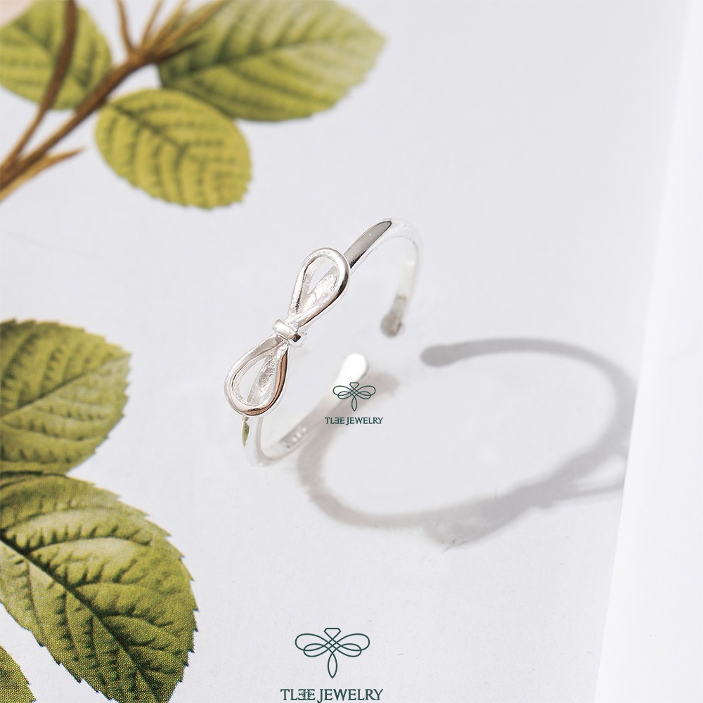 Nhẫn bạc nữ TLEE nơ thắt trơn freesize nữ tính TleeJewelry A0217